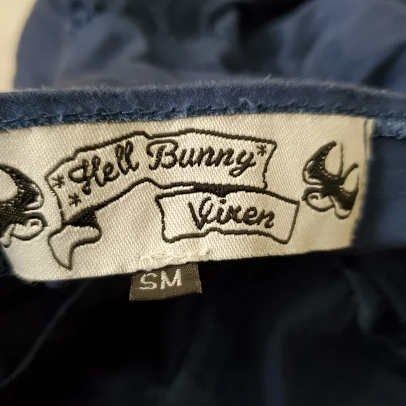 Hell Bunny Vixen Blue Skull Anchor Sailor Nautical Halter Dress - Picture 3 of 9